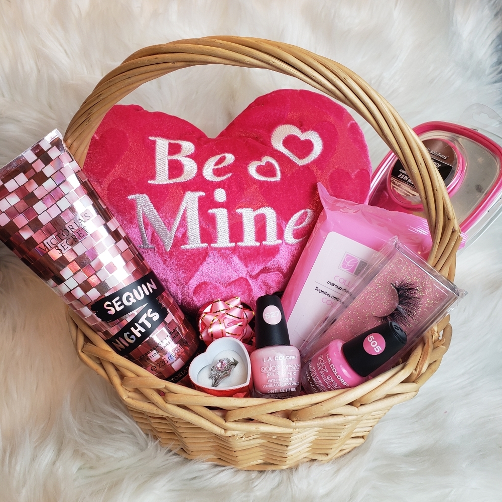 Pink gift basket